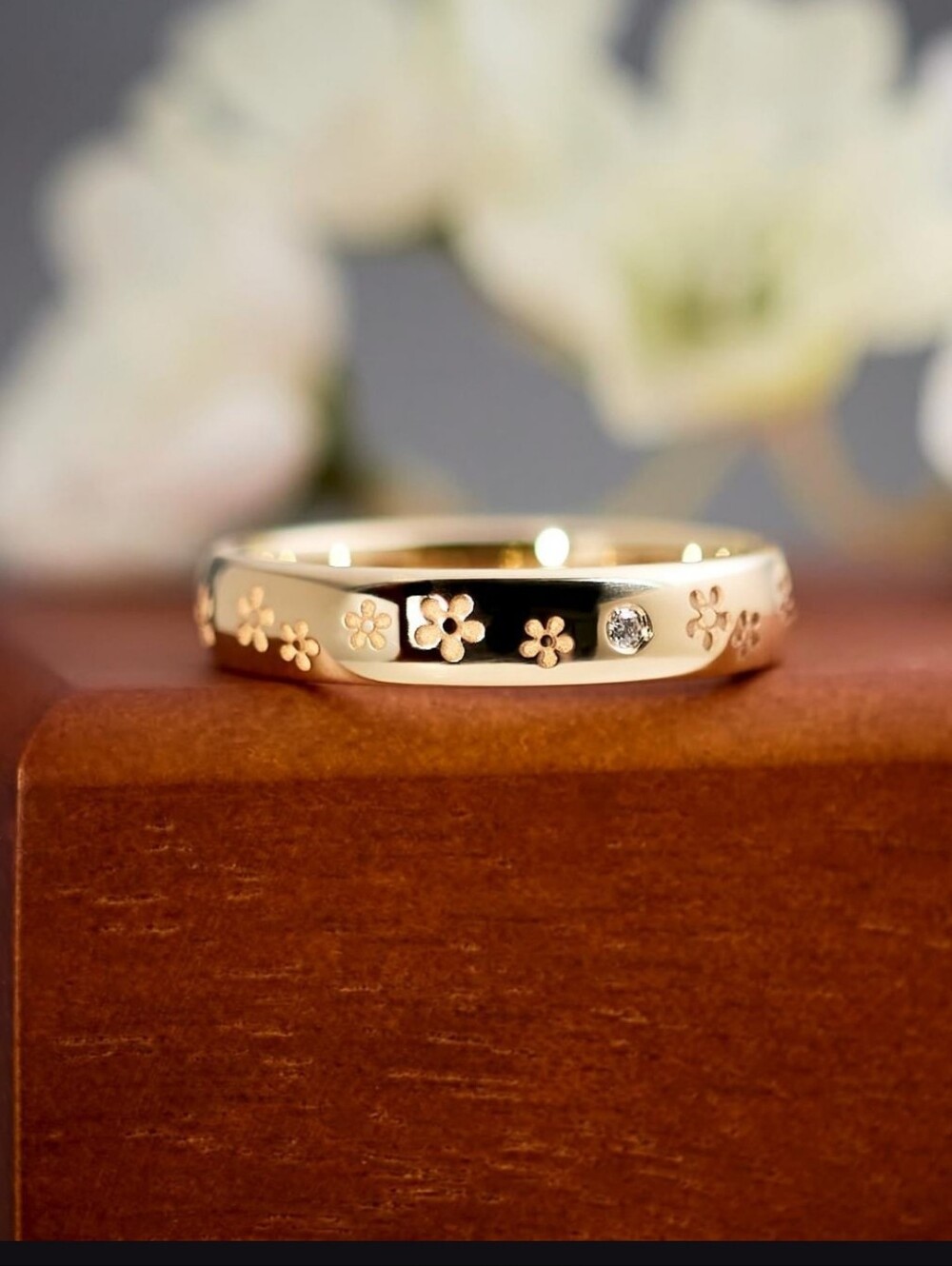14k Sakura Cherry Blossom Ring w/ Diamonds NIB etsy catbird